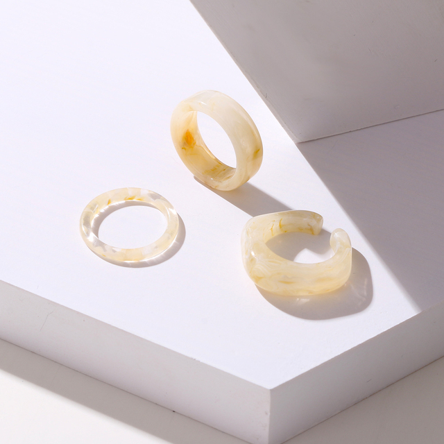2021 New Transparent Resin Acrylic Rhinestone Colourful Geometric Square Round Rings Set for Women Jewelry Party Gifts