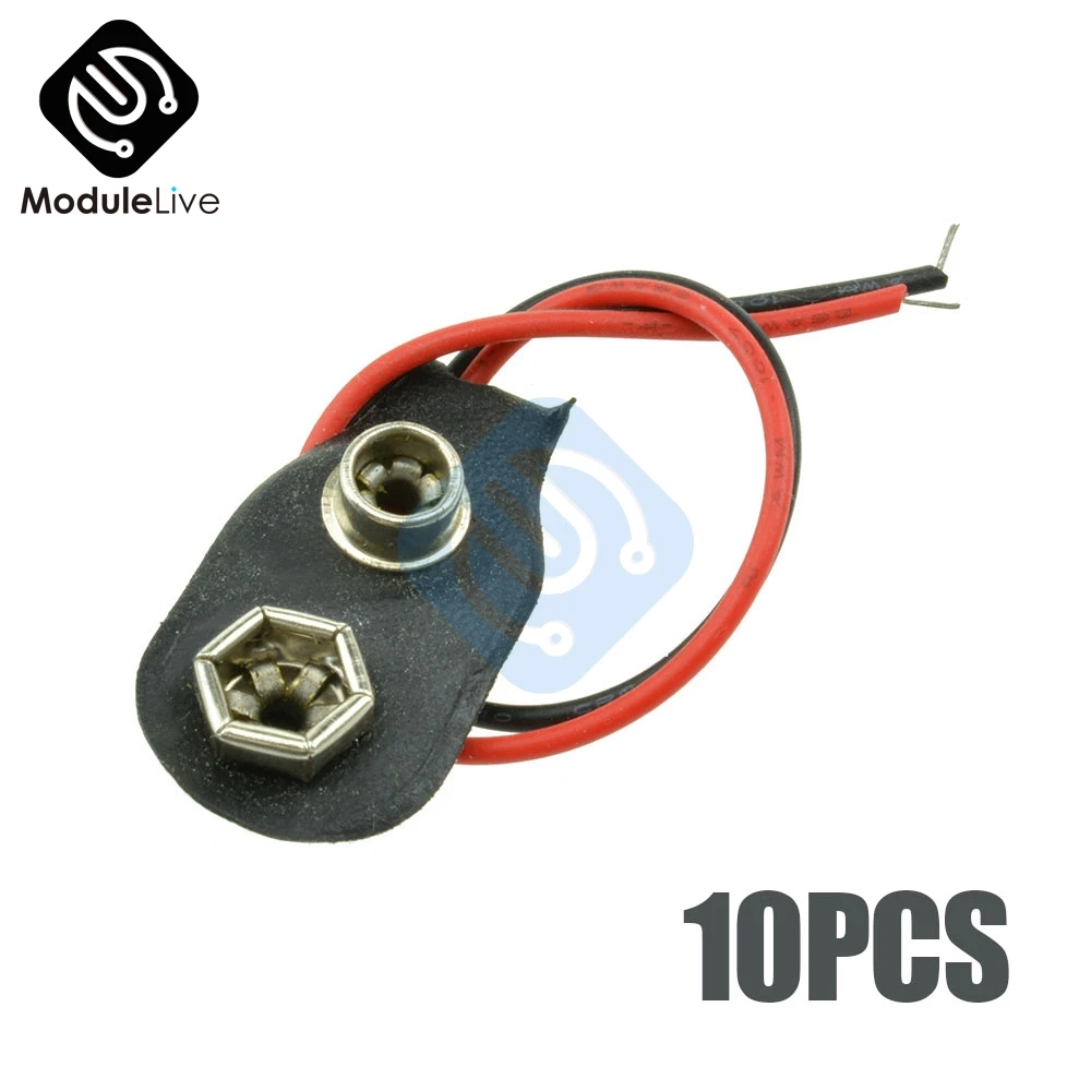

10PCS/Lot Snap On 9V Battery Holder Clip Connector Hard Shell 10CM Cable Lead 10 cm Electronic Tools