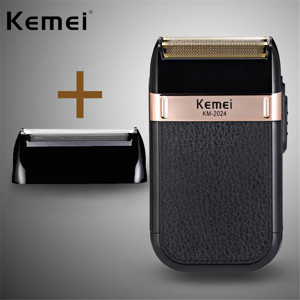 2024Add Knife net Kemei KM-1102 Аккумуляторная Беспроводная Бритва для мужчин с двумя лезвиями, возвратно-поступательная Бритва для бороды, уход за лицом, многофункциональный мощный триммер - Цвет: 2024Add Knife net