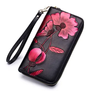 

Wallet WOMEN'S Long Leather Zipper Wallet RFID Fashion Cool Cowhide European And American-Style Clutch