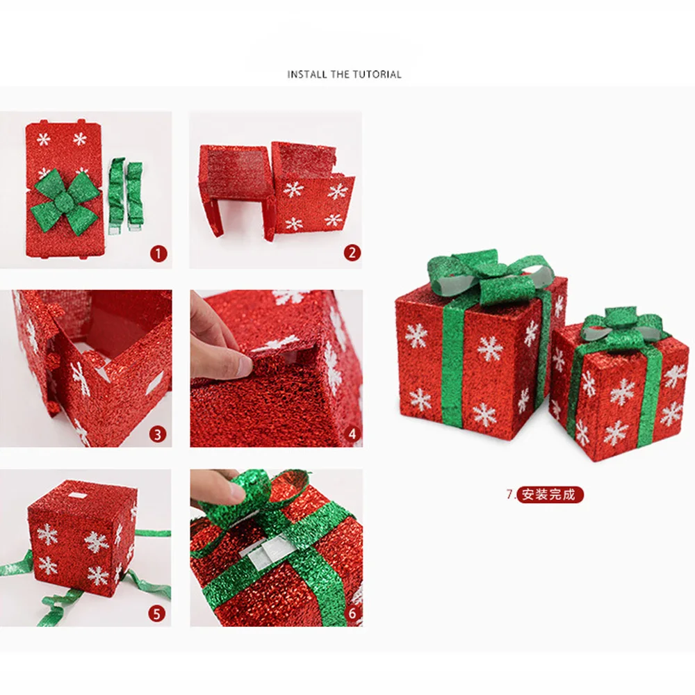 Качественный Рождественский подарок коробка большая рождественская подарочная упаковка коробки красная лента крышки подарочные коробки