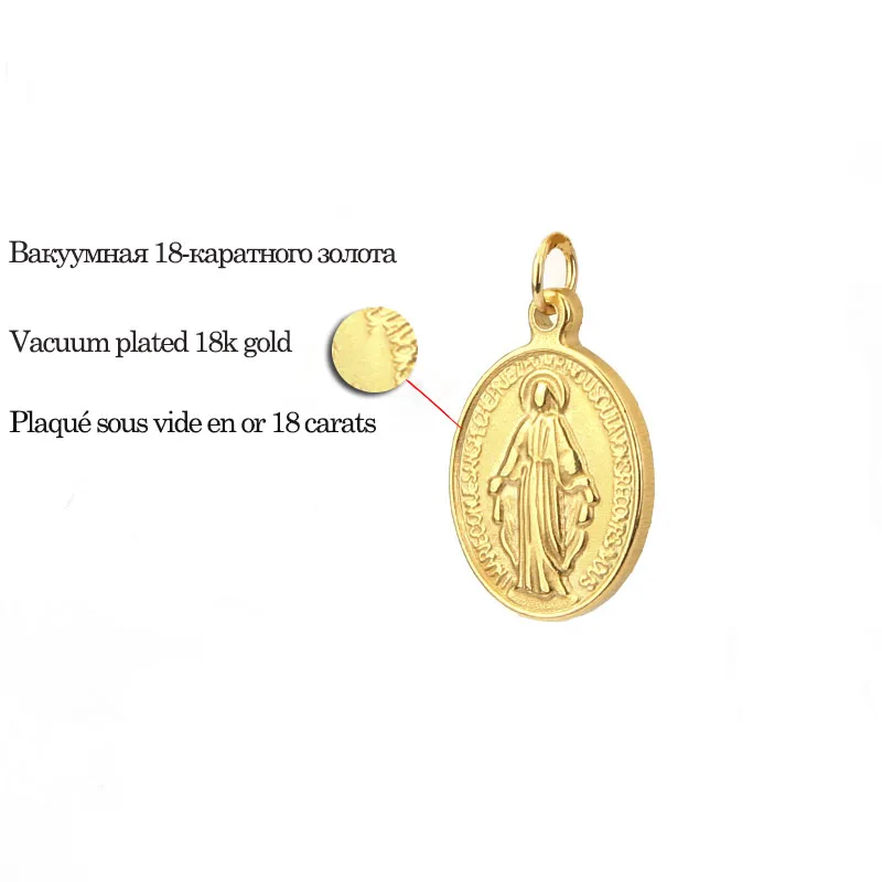 Gold Stainless Steel Virgin Mary Necklaces For Women Cross Virgen Maria Medallion Pendant Choker Colgante Medalla Mujer
