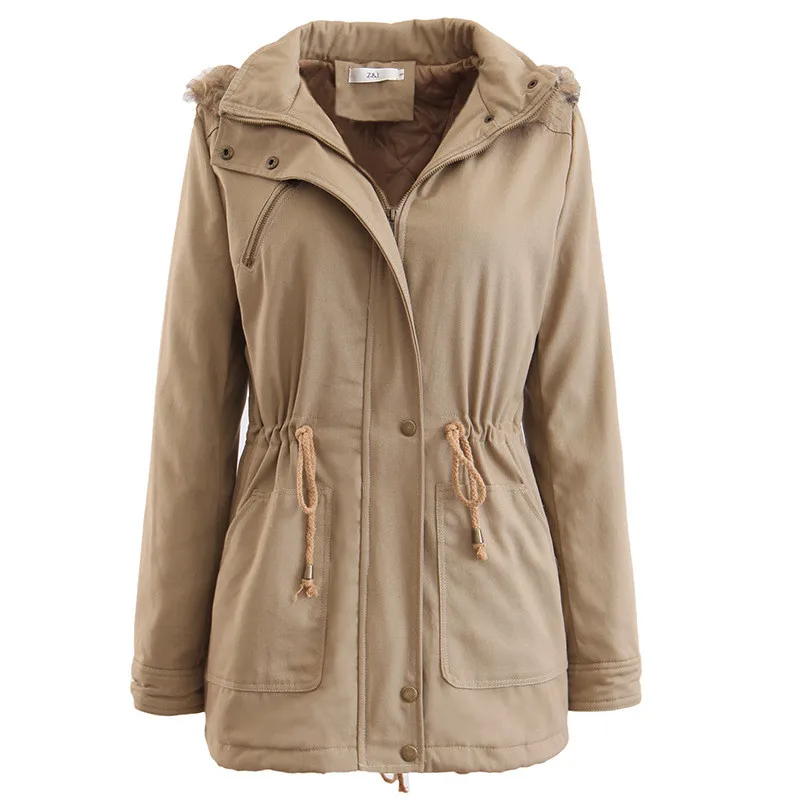 

Winter New Korean Women Coat Thick Lambswool Long Hodded Cotton Jacket Warm Windproof Casual Slim Waist Female Turtleneck Coats