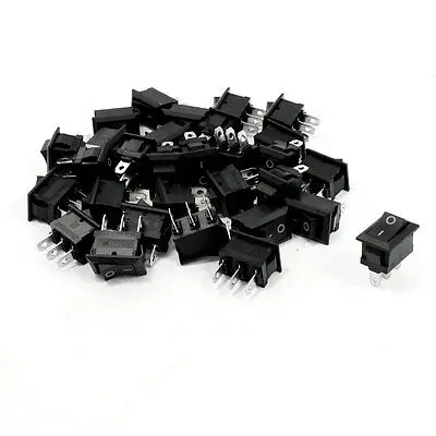 

30 Pcs AC 250V 6A AC 125V 10A 2 Terminals SPDT Black Button Rocker Switch