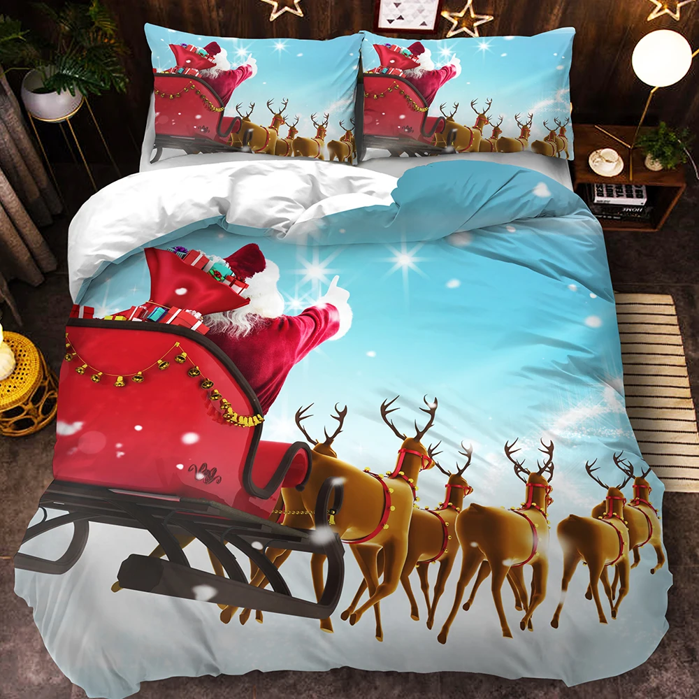 3D Merry Christmas постельные принадлежности набор пододеяльник красный Санта Клаус одеяло Постельный набор подарки Размер США queen King