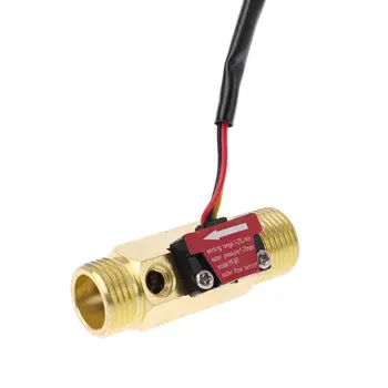 

G1/2\" Brass Hall Flow Rate Meter NTC Temperature Measurement Water Flow Sensor Meter