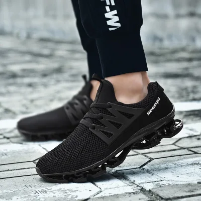 Новые модные уличные мужские повседневные туфли для взрослых удобные мужские спортивные туфли дышащие легкие мужские Прогулочные кроссовки - Цвет: black