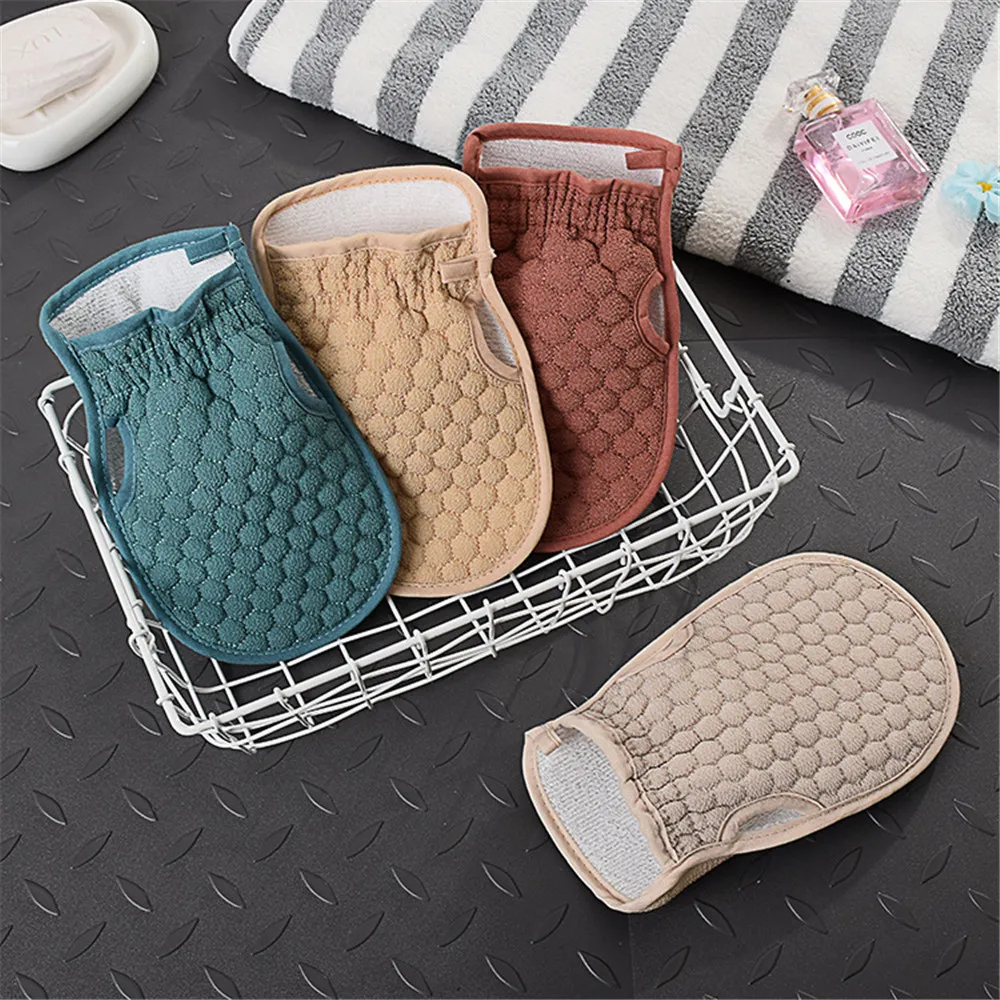 Bath Body Shower Gloves Skin Exfoliating SPA Massage Mitt Lattice Particles Washcloth Body Scrubber Glove Bath for Showering