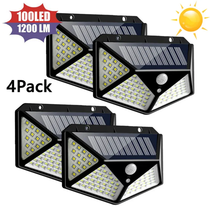 

100 LED Solar Light Outdoor 3 Mode Solar Lamp Powered Sunlight Waterproof PIR Motion Sensor Street Light for Garden Decoration
