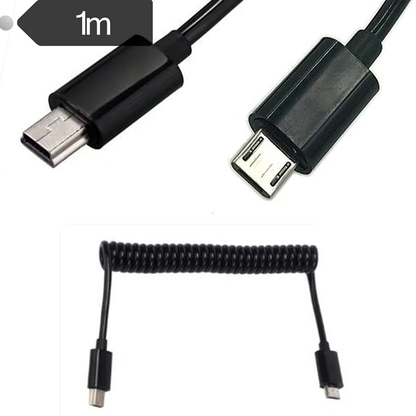 Высококачественный Спиральный Кабель адаптер Micro USB B 5Pin M к Mini 1 м 3 фута|Кабели для