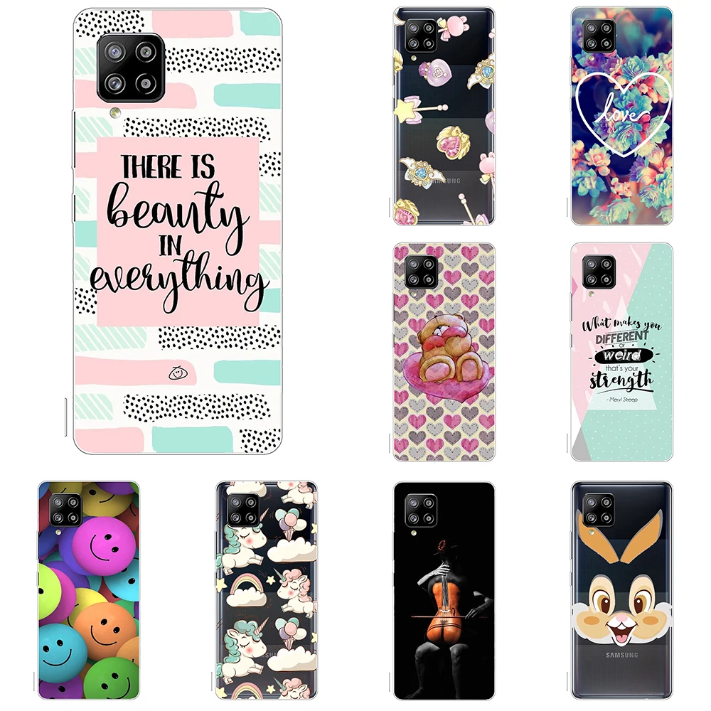 

for Samsung Galaxy A42 Case Cute rabbit animal Clear Shell Silicon Tpu Back Cover Shockproof Anti Knock Funda Coque Etui Bumper