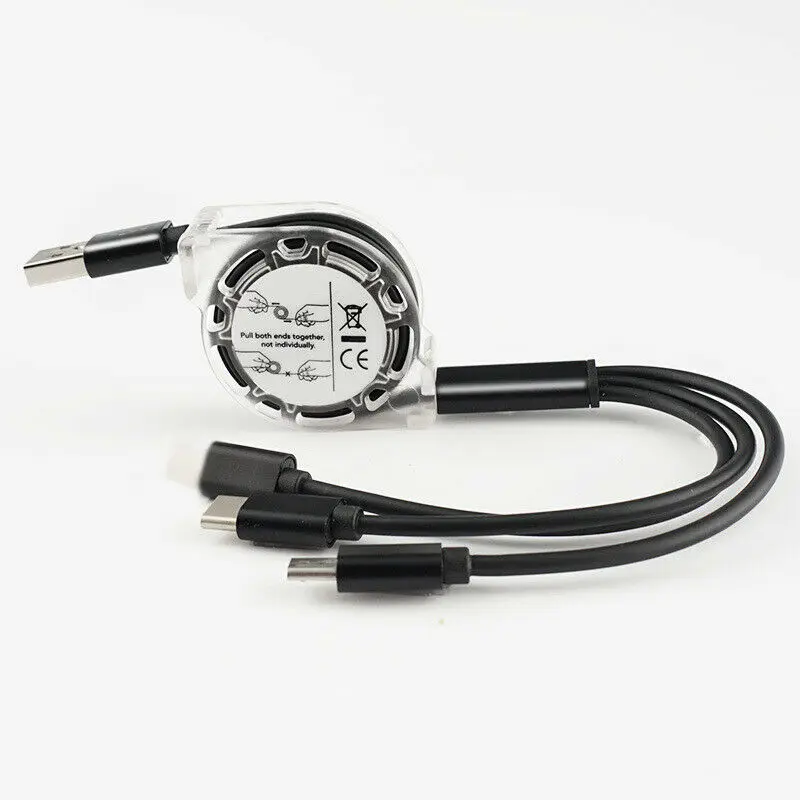 Разные цвета выдвижной 3-в-1 кабель Micro USB+ кабель Тип C+ 8PIN зарядный кабель для передачи данных для телефонов на базе Android с Bluetooth
