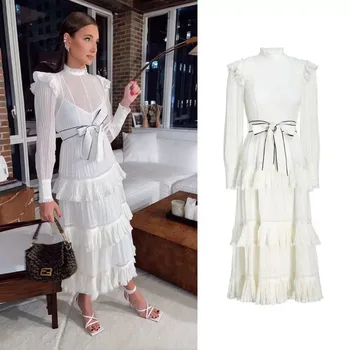 

Women Dress Maxi Long Elegant Beach Club Party White Bohemian Sashes Boho Robe Vestidos Palace Sweet 2 Pieces Set Spring Summer
