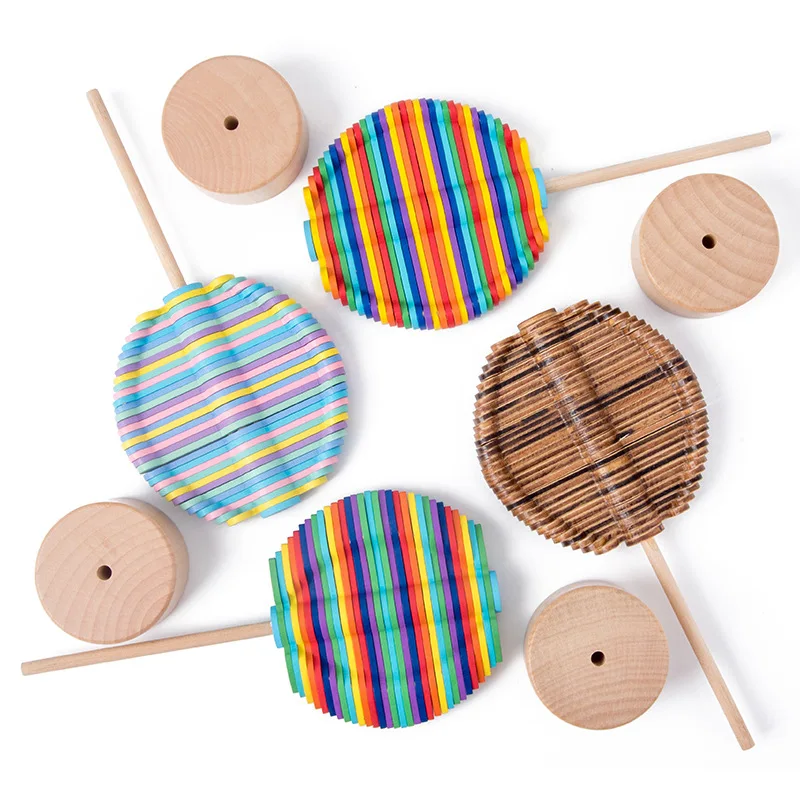 New Wooden Rotary Relief Spin Lollipop DIY Toys Magic Wand Stress Relief Bar Toy Kid Adults 4