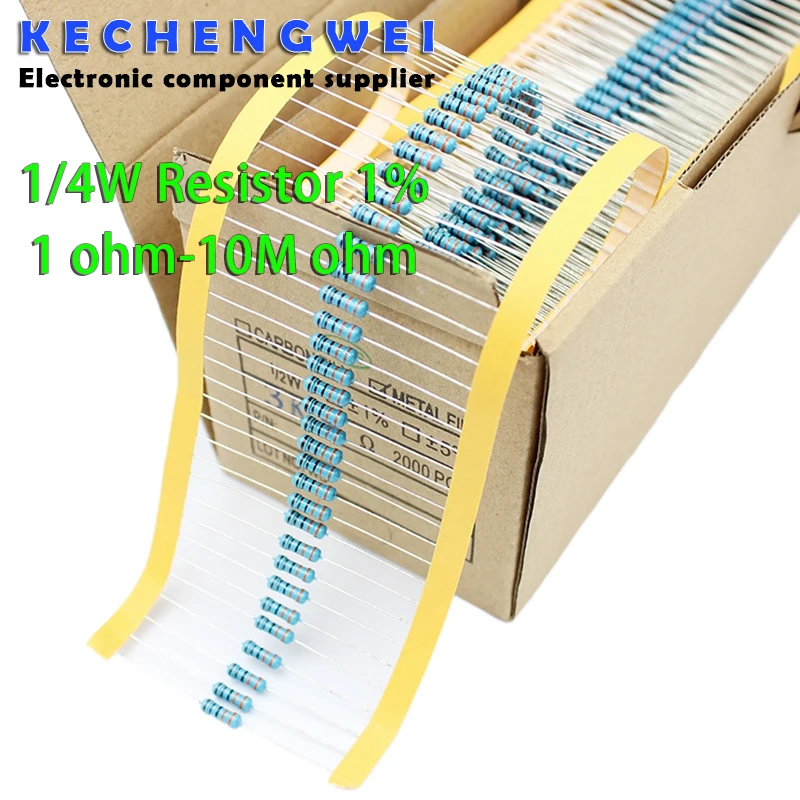 20 pz 1W resistore a Film metallico 1% resistenza di potenza ad anello a cinque colori 0.1 ~ 1M 2 4.7 10R 47 100 220 360 470 1K 2.2K 10K 22K 4.7K 100K Ohm  502