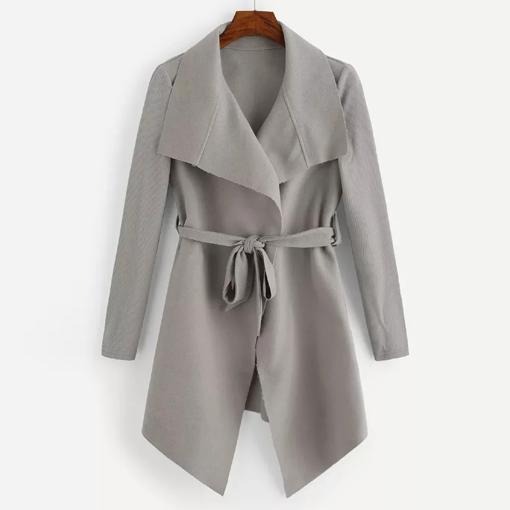

2019 Autumn Winter Women Clothes 2019 New Casual Women's Slim Long Sleeves Turn-down Collar Cardigan Mid Solid Coat#J30