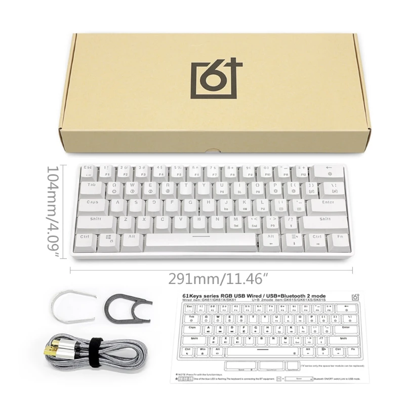 SK61 61 Key Mechanical Keyboard Gateron optical Switches LED RGB Backlit Hot Swappable Wired Gaming Keyboard for Desktop