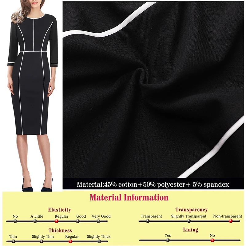 Vfemage Womens Autumn Elegant Colorblock Patchwork Contrast Slim Fit Casual Work Business Office Party Bodycon Pencil Dress 367