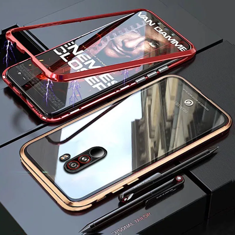 Чехол YonLinTan Coque для Xiao mi pocophone F1 mi Pocophone F1 mi f1 Прочный Магнитный адсорбционный чехол из закаленного стекла