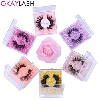 

OKAYLASH 1pair/case High 3D Faux Mink Natural Fluffy Dense Eyelashes Dramatic Style Makeup Strip Lashes wholesale custom Logo