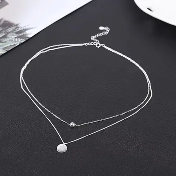 

TSHOU360 women Double round necklace Round ball zircon party long necklace Sweater chain