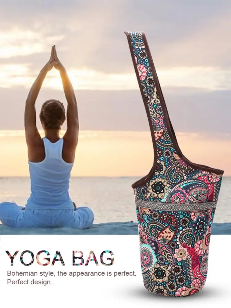 Сумка для коврика для йоги, Повседневная модная Холщовая Сумка для йоги, рюкзак с карманом на молнии большого размера, подходит для большинства размеров Ковриков Для Йоги, сумка-тоут