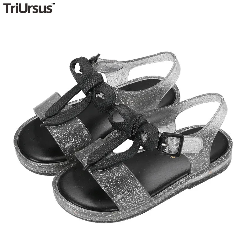 2020 Luminous Sandals Bow Little Girl Mini Melissa Jelly Shoes Velcro Sandles Kids Toddler Princess Flashing Led Light | Детская одежда