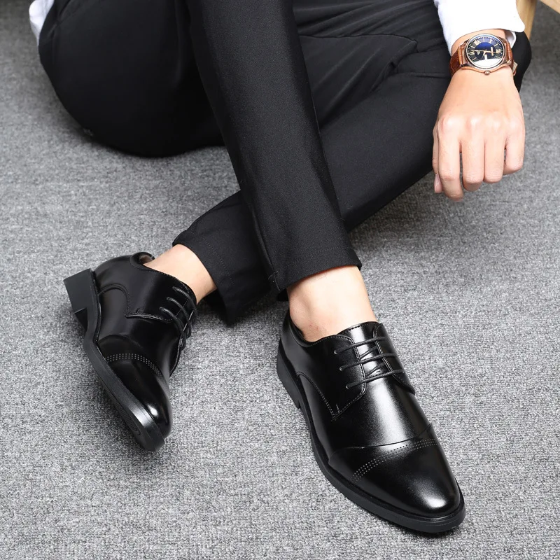 

Men Business Wedding Shoes Formal Mens Casual Leather Shoes Men Dress Shoes Lace-Up Office Luxury Male Breathable Footwear Shoes