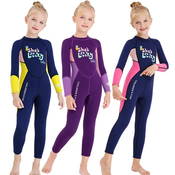 

Girls Fashion Letters Swim Wetsuit 2.5mm Neoprene Swimsuit Diving Suit Surf Jellyfish Suit Long Sleeves Keep Warm for Girls