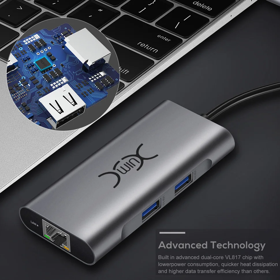 YXwin usb-хаб C концентратор для нескольких USB 3,0 с адаптером питания HDMI USB разветвитель для MacBook Pro аксессуары 6 в 1 type C USB C концентратор