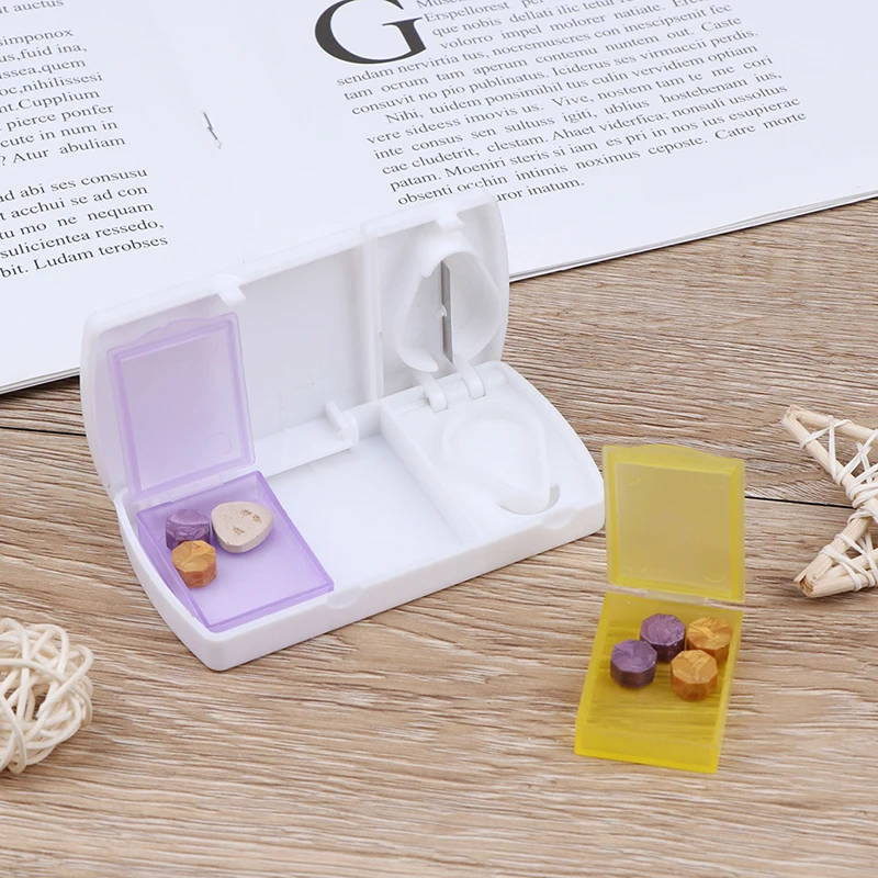 Pill Cutter Medicine Box Portable Mini Travel Cutter Splitter Medicine Storage Splitters Cut Slicer Home Pill Cases Dispenser