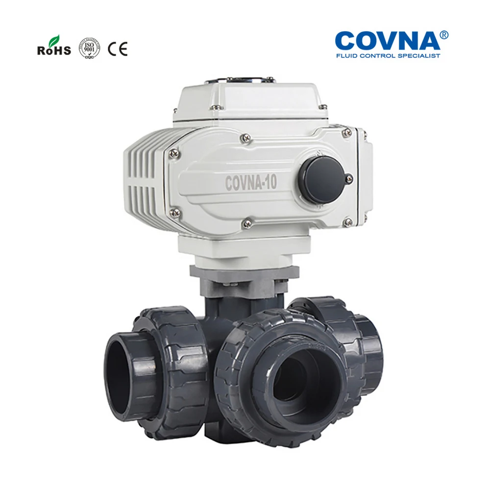 1,5 дюйма ПВХ три способа моторизованный шаровой клапан вкл. Выкл. Тип двойной соединение DN40 водяной Электрический шаровой кран PN10