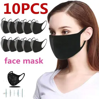 

Fashion Black Cloth PM2.5 Washable Mouth Masks Anti Haze Dust Mask Nose Filter Windproof Face Mouth Muffle Flu Fabric Respirator