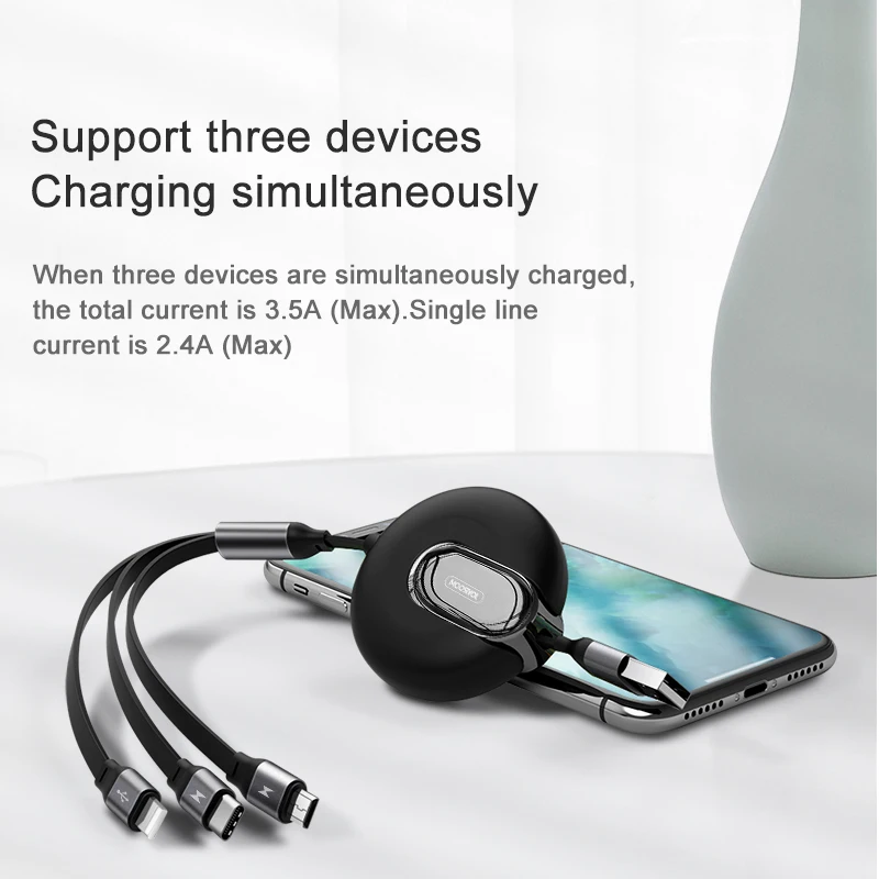 Joyroom 3 в 1 usb type C Micro USB кабель type-c USB C выдвижной портативный зарядный кабель для быстрой зарядки мобильного телефона
