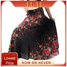 Женская большая свободная юбка, длинная хиппи, богемные цыганские цветы, эластичная талия, цветочный принт, Два ношения, jupe longue femme