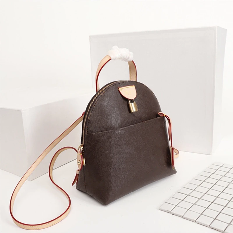 Коричневый маленький рюкзак для женщин классический принт высокое качество женские рюкзаки роскошные Брендовые женские сумки повседневные сумки - Цвет: Brown