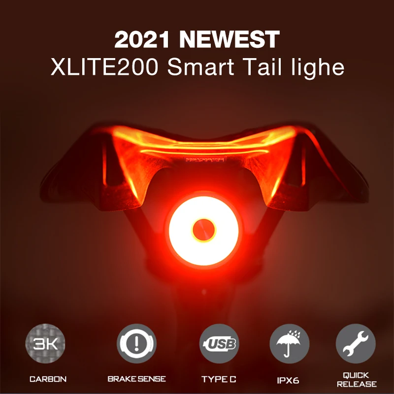 Enfitnix Newest Xlite200 Smart Bike Tail Light Carbon Fiber Ultralight