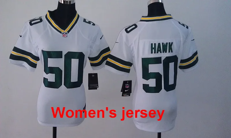 A+++ Green Bay женщины дамы Все сшитые#12 Аарон Роджерс белый#52 Глина Matthews зеленый Джерси - Цвет: 11