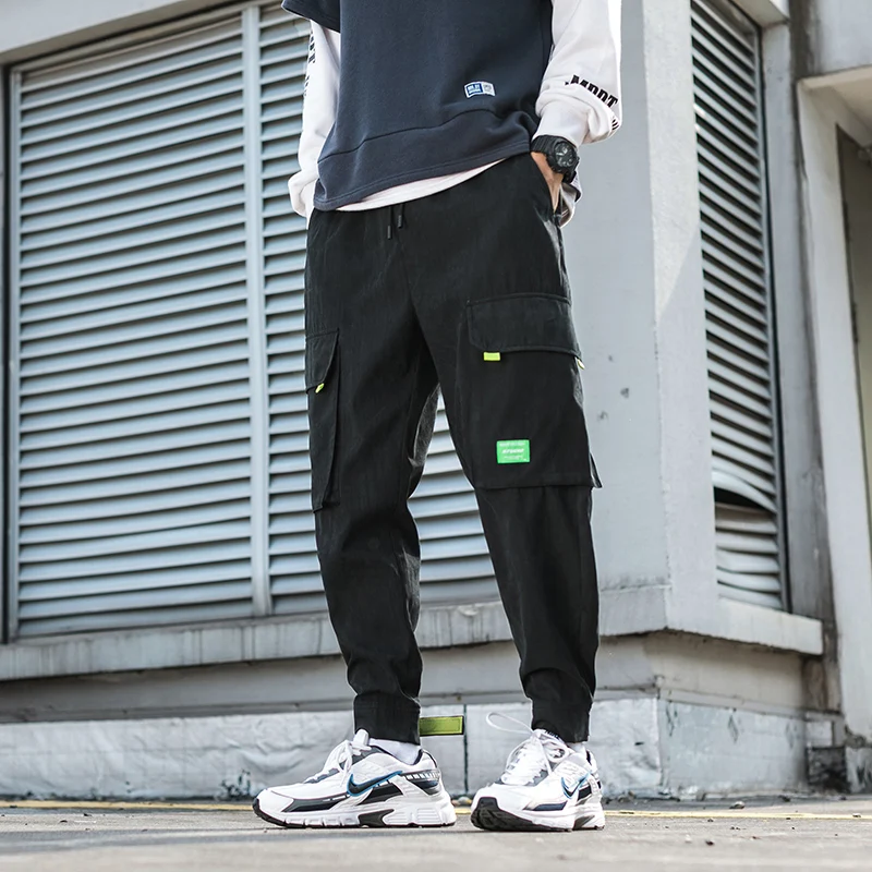 Осенние мужские брюки карго, высокое качество, полиэстер, повседневные штаны, много карманов, удобные, модные, свободные брюки карго, мужские 1008