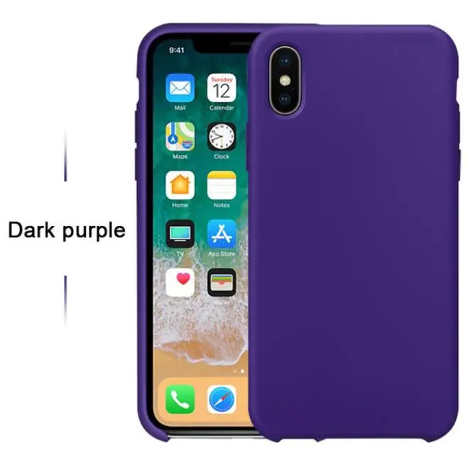 Dark purple Роскошный силиконовый чехол с логотипом для iPhone 6 6s 7 8 Plus Xs Max XR X, чехол для Apple iPhone 11 Pro Max, чехол для телефона Capa - Цвет: Dark purple