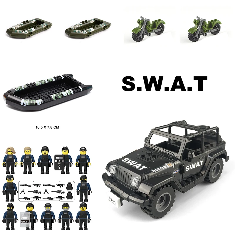 Мини фигуры SWAT совместимые legoings кирпичики город полиция военные мини блоки