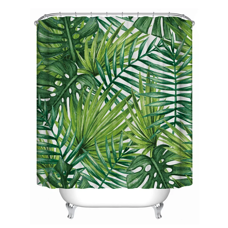 

Shower Curtain for Bathroom Tropical Plants Green Leaves Bath Curtains Waterproof Polyester Fabric Bathtub Curtain 1PC