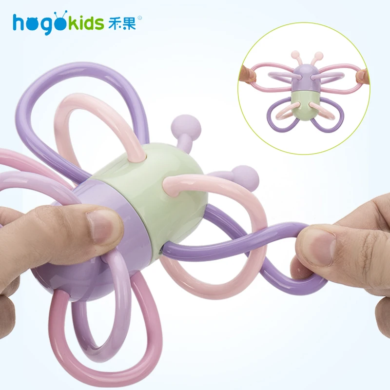 Hogokids, Прорезыватель для зубов для малышей, подарок для душа, Мультяшные животные, силиконовый прорезыватель, пищевая игрушка для кормления детей, бабочка