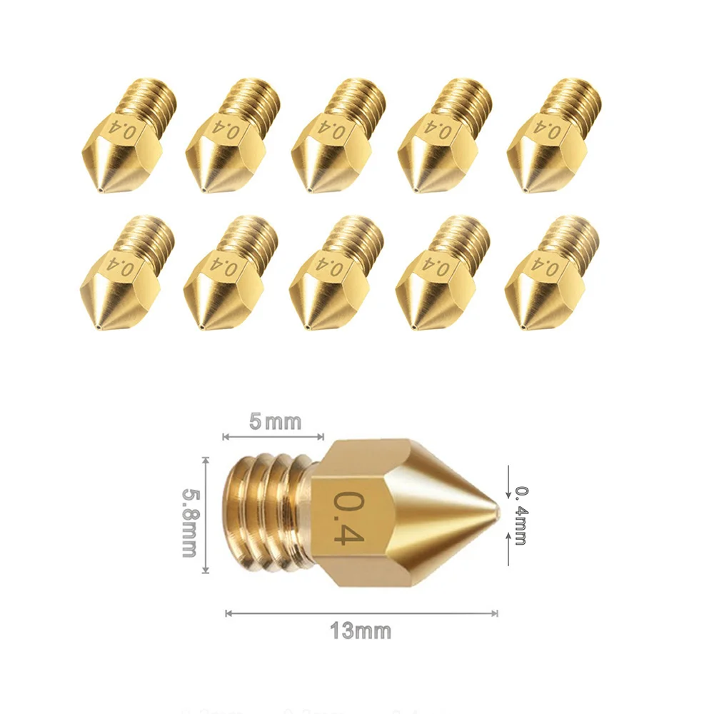 22PCS MK8 V6 MK10 Metal Brass Nozzle 0.4mm 3D Printer CR 10 Nozzle for 1.75mm 3D Printer Makerbot Creality CR-10