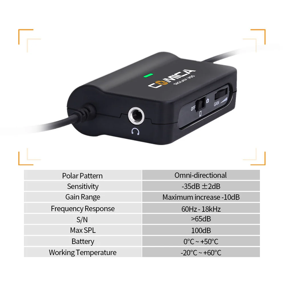 

Comica Multifunctional Flexible Single Lavalier Microphone w/ Control Real-time Audio Monitoring Function for Smartphone Camera