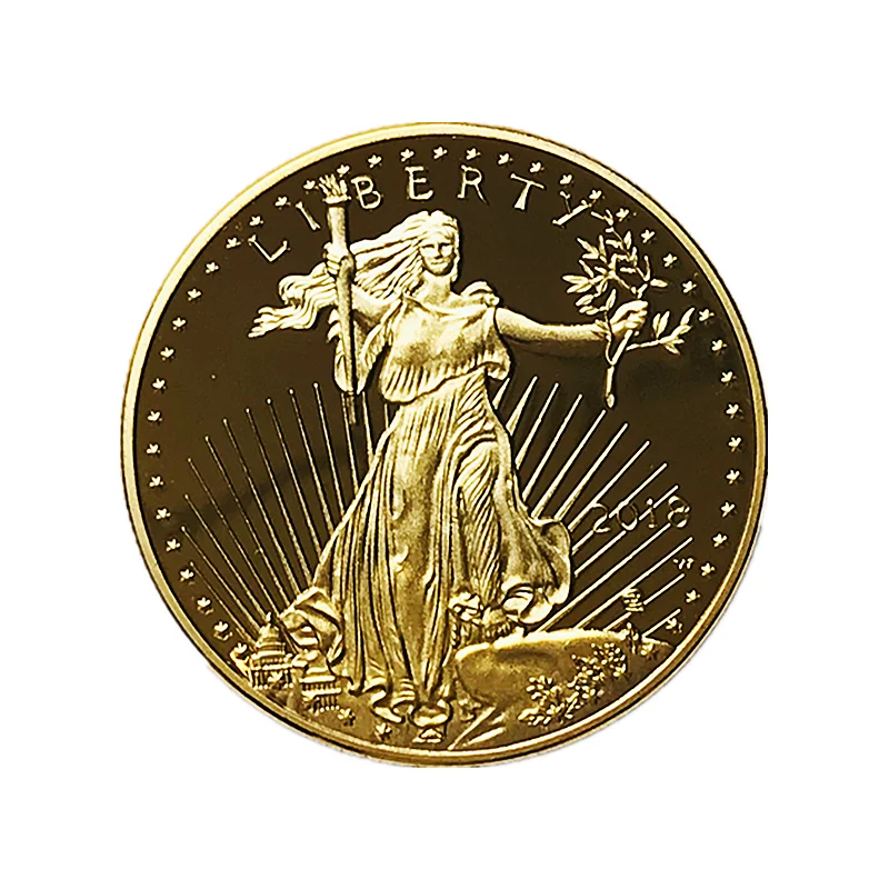 

3 Pcs Non Magnetic Freedom 2018 Lliberty Badge Brass Core Real Gold Plated 32.6 Mm Eagle Souvenir Collectible Decoration Coin