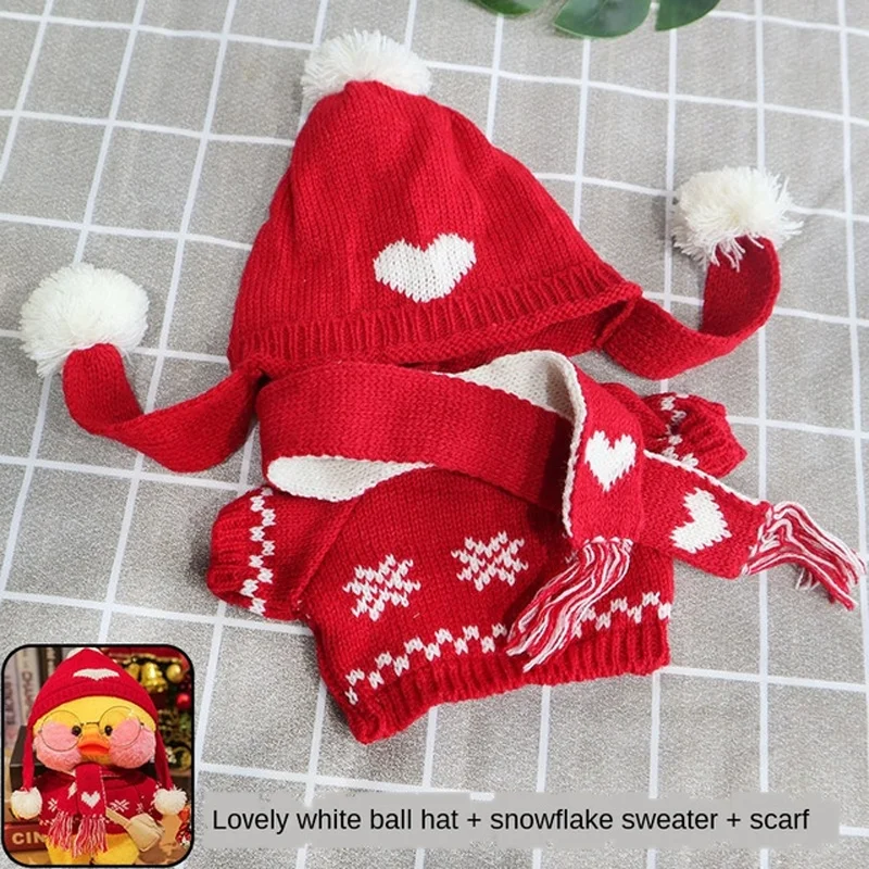 1set Soft Clothes Suit Exquisite Knitted Sweater DIY Accessories For 30cm Kawaii Yellow Duck Lalafanfan Plush Toys Stuffed Dolls 2