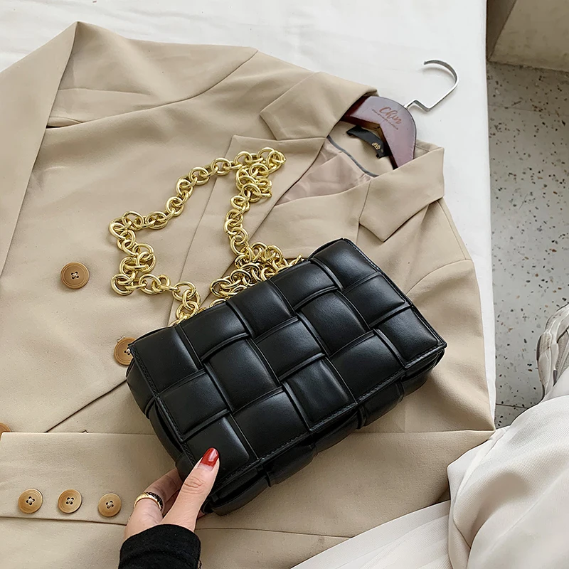 Woven Flap Crossbody bag 2021 Fashion New High quality PU Leather Women's Designer Handbag Chain Tote Shoulder Messenger Bag