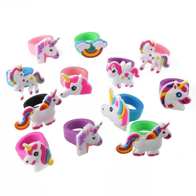 1PC/10PC Unicorn Ring Child Toy Rings Unicorn Party Favor Birthday Party Decorations Kids Gifts - Цвет: 10pcs  mixed