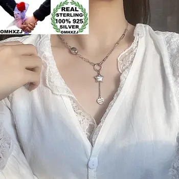 

OMHXZJ Wholesale HA182 European Fashion Woman Birthday Party Gift Vintage Star Tassel 100% 925 Sterling Silver Pendant Necklace